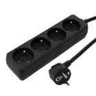 Erard - Bloc multiprises - 4 prises x (2 P + T) - 3 x 1mm² - 16A - 3680W - noir - 1m50