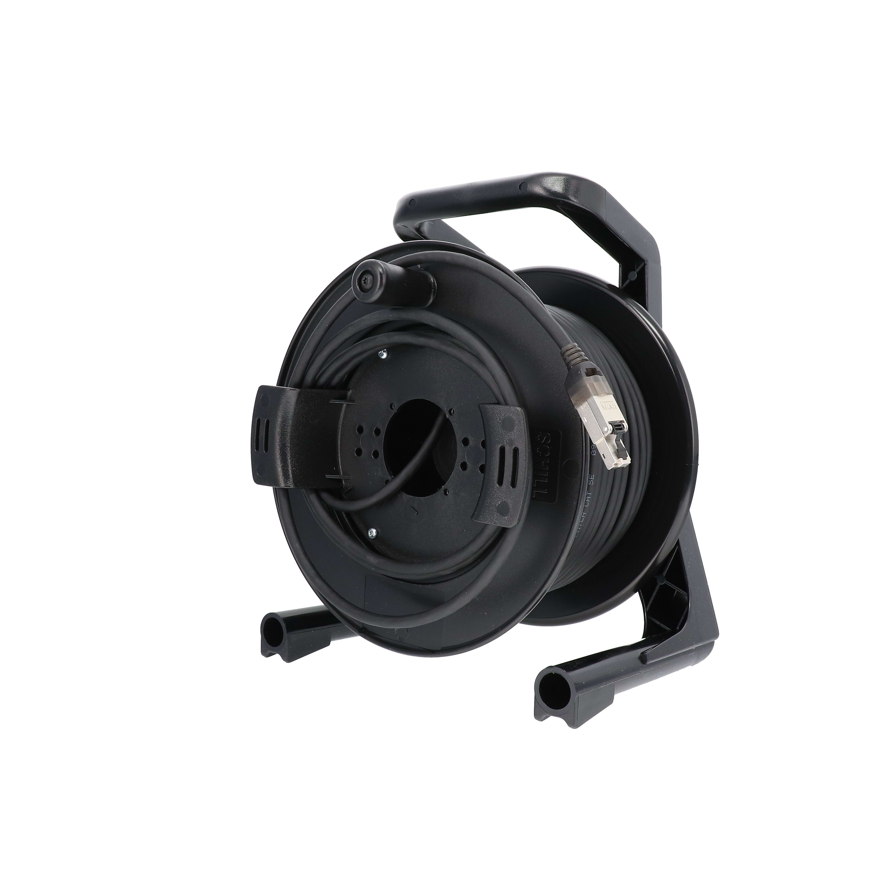 Erard - Enrouleur caoutchouc RJ45 cat 7a S/FTP  MM - gaine  PUR - connecteurs CAD - 100m