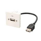 Erard - Plastron câblé 2 modules - USB-A 2.0 -45x45mm- 0m20 - blanc