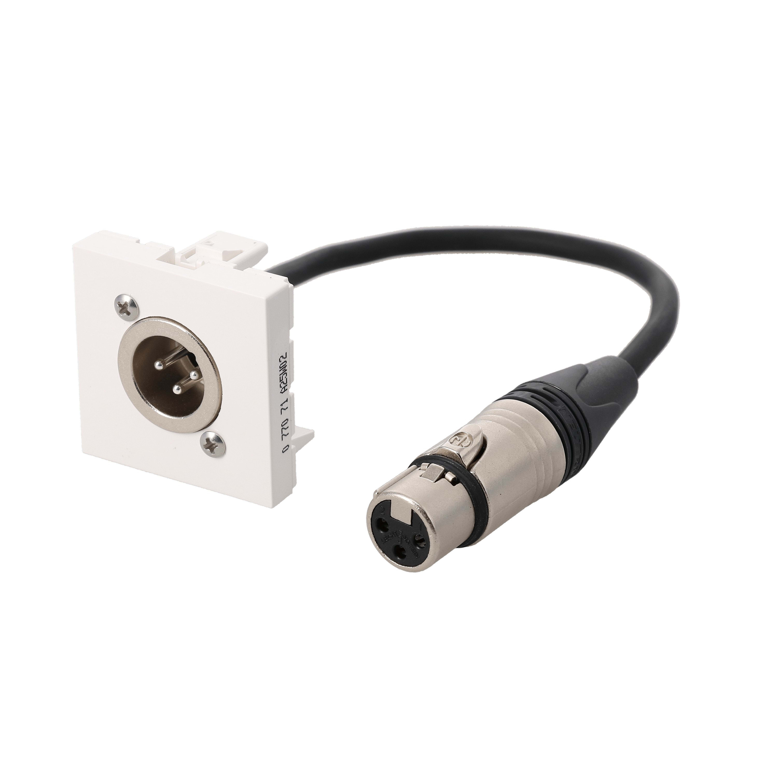 Erard - Plastron câblé 2 modules XLR 3b - M/F - obturateur LEGRAND - 45x45 mm 0m20 blanc