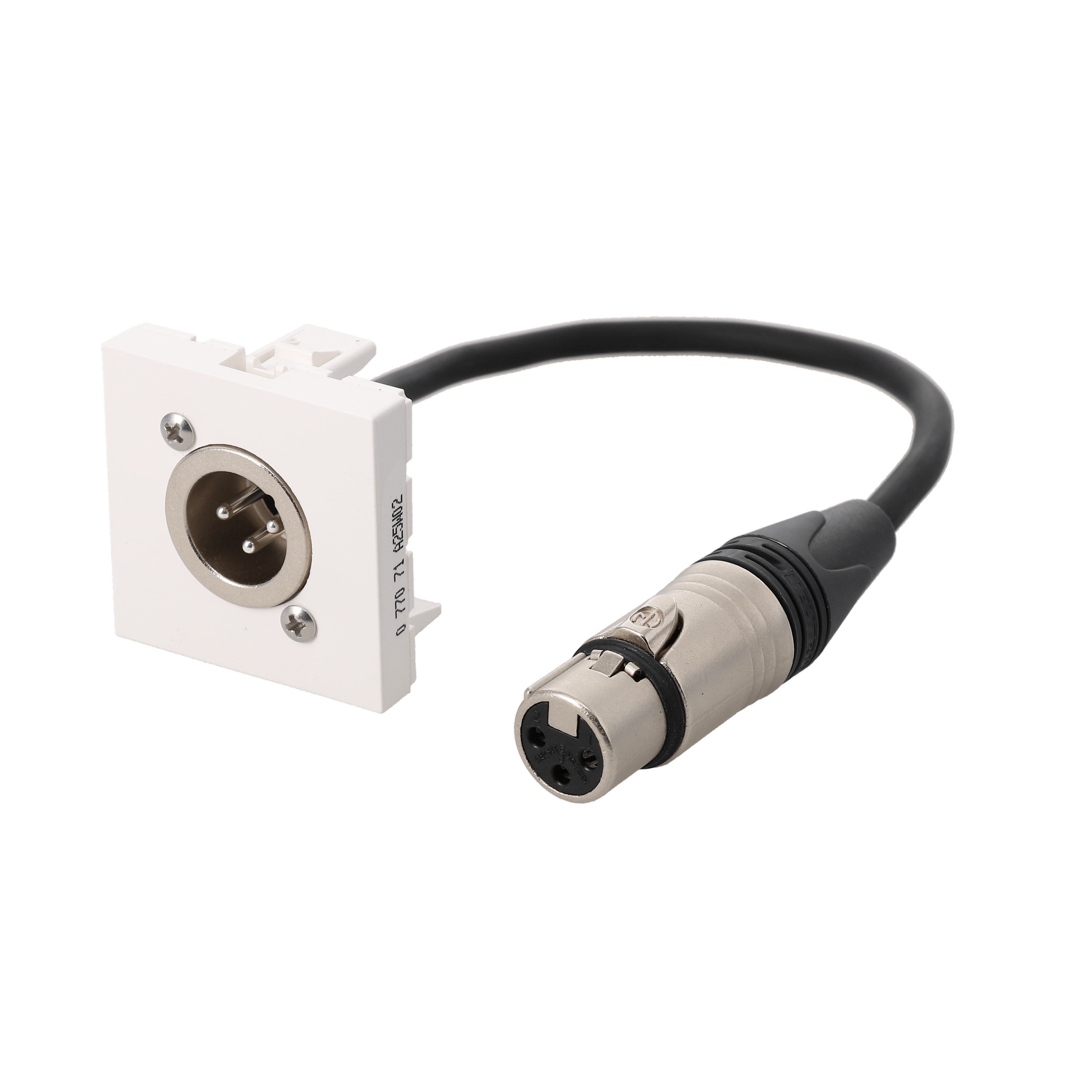 Erard - Plastron câblé 2 modules XLR 3b - M/F - obturateur LEGRAND - 45x45 mm 0m20 blanc