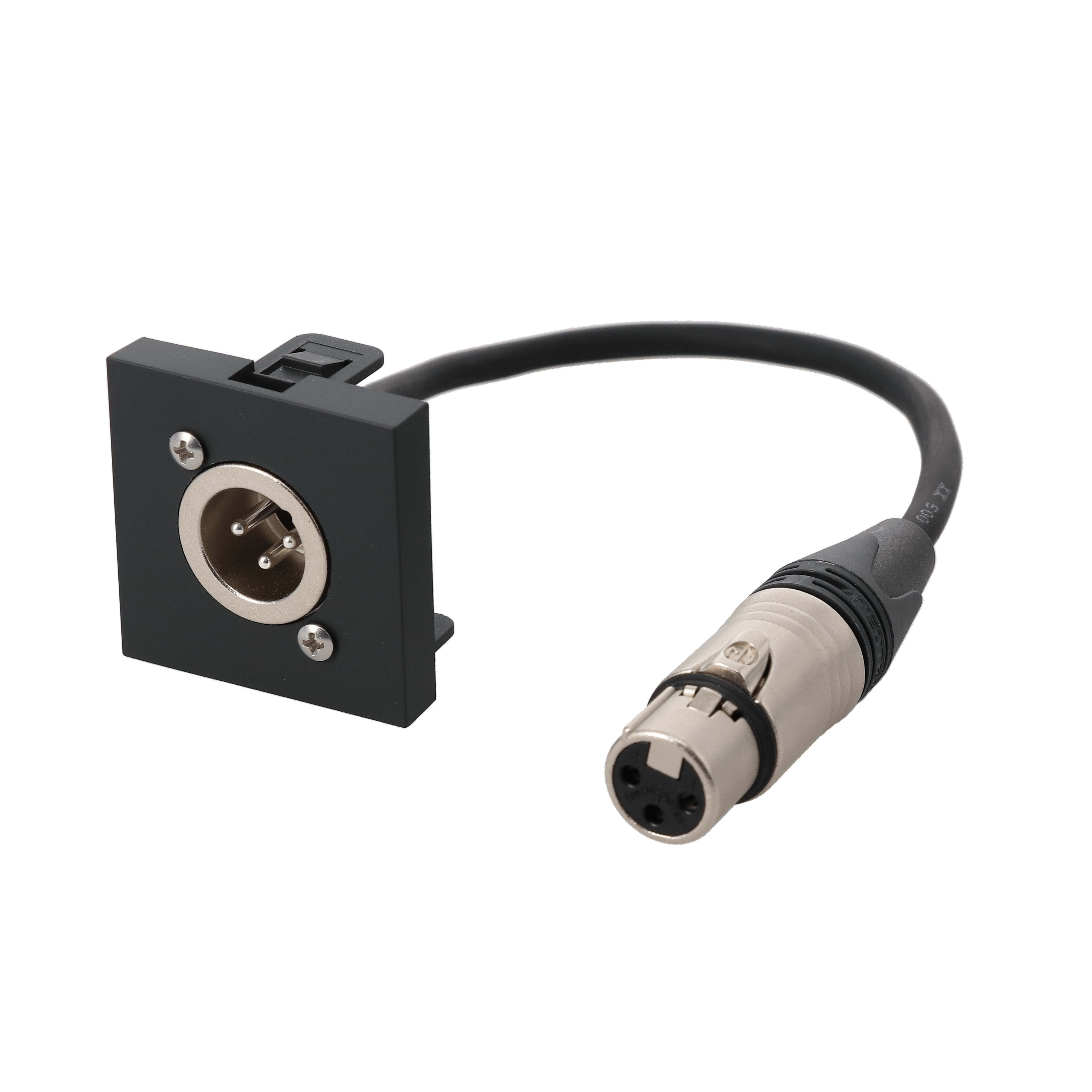 Erard - Plastron câblé 2 modules XLR 3b - M/F - 45x45 mm - 0m20 - anthracite