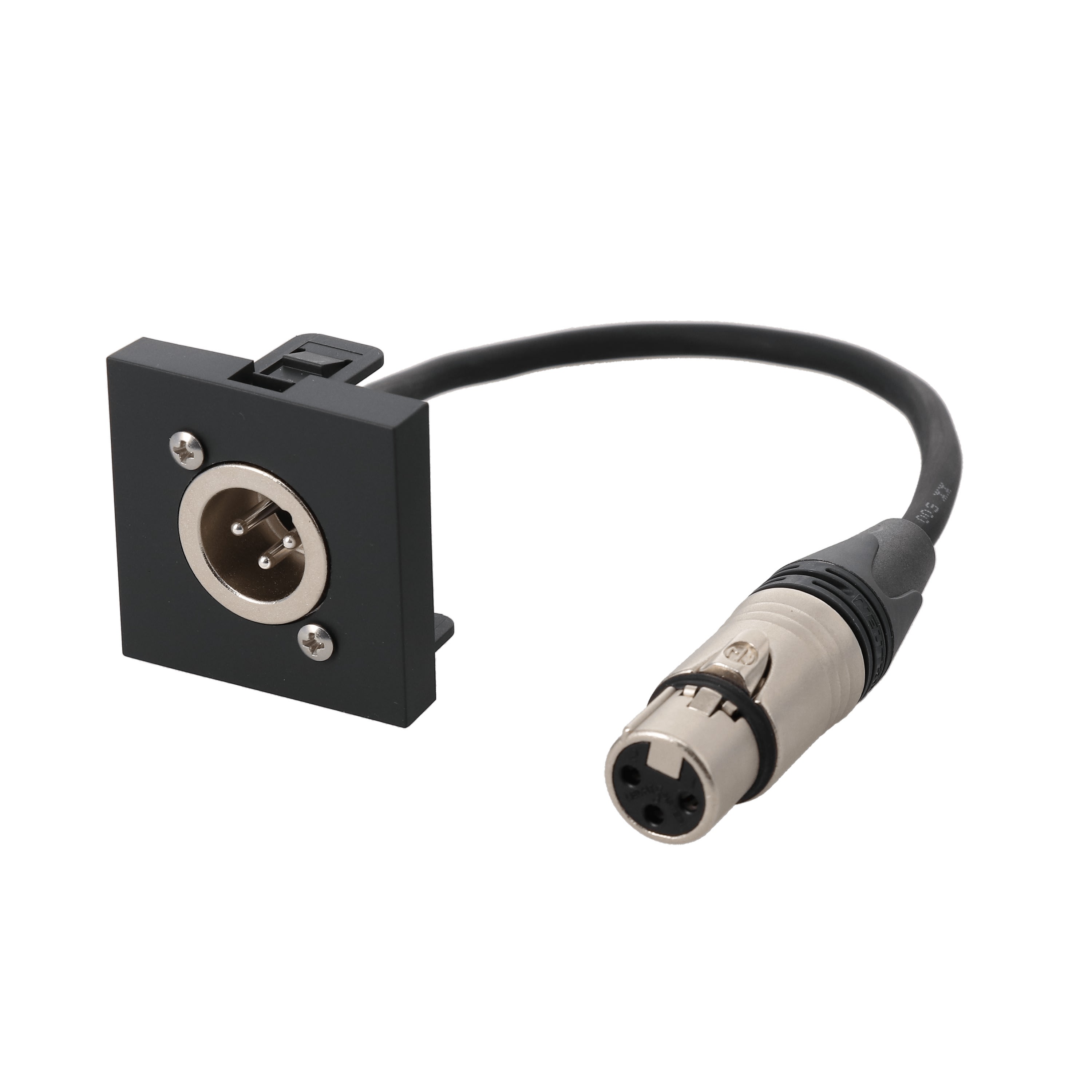 Erard - Plastron câblé 2 modules XLR 3b - M/F - 45x45 mm - 0m20 - anthracite