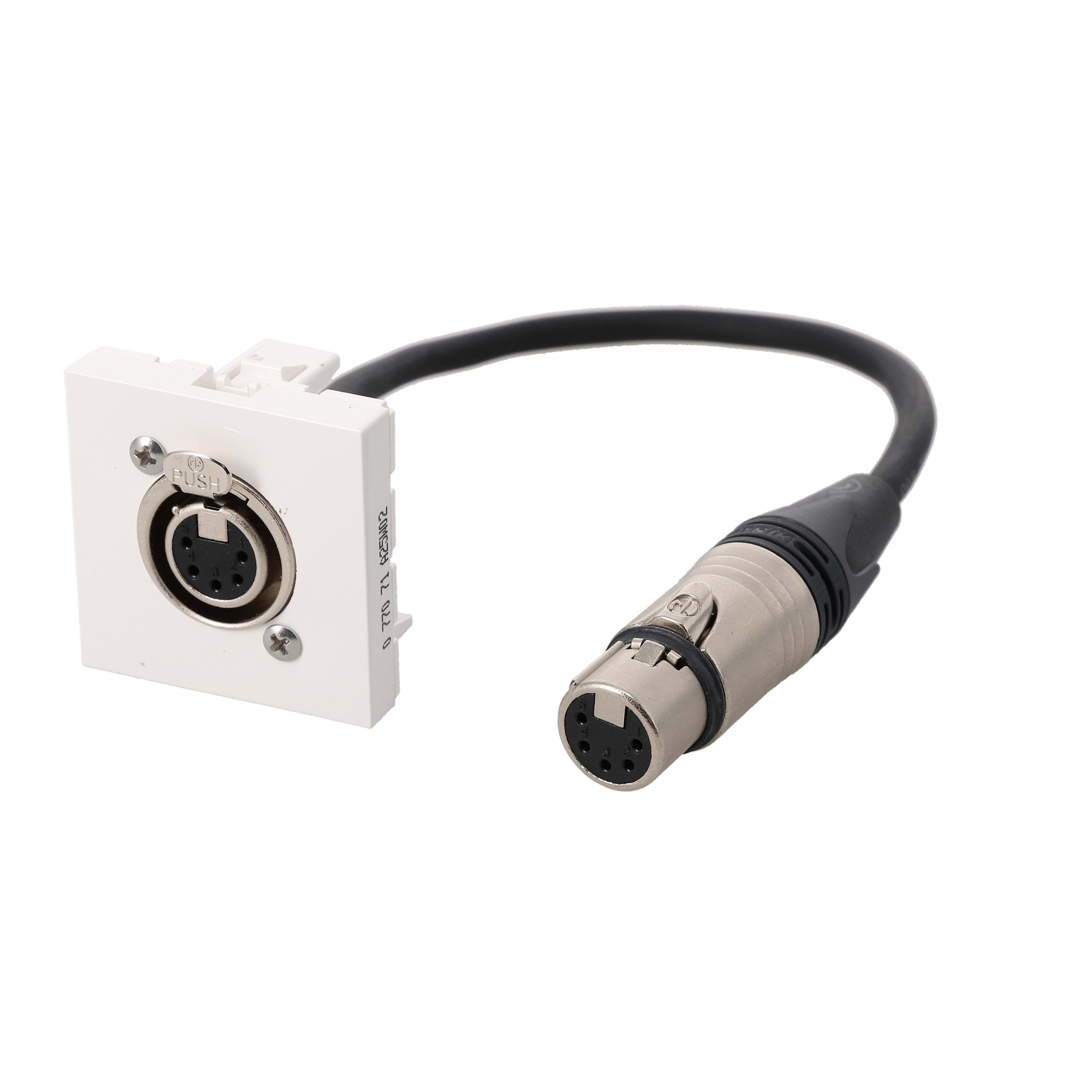 Erard - Plastron câblé 2 modules XLR 5b - F/F - obturateur LEGRAND 45x45 mm 0m20 blanc