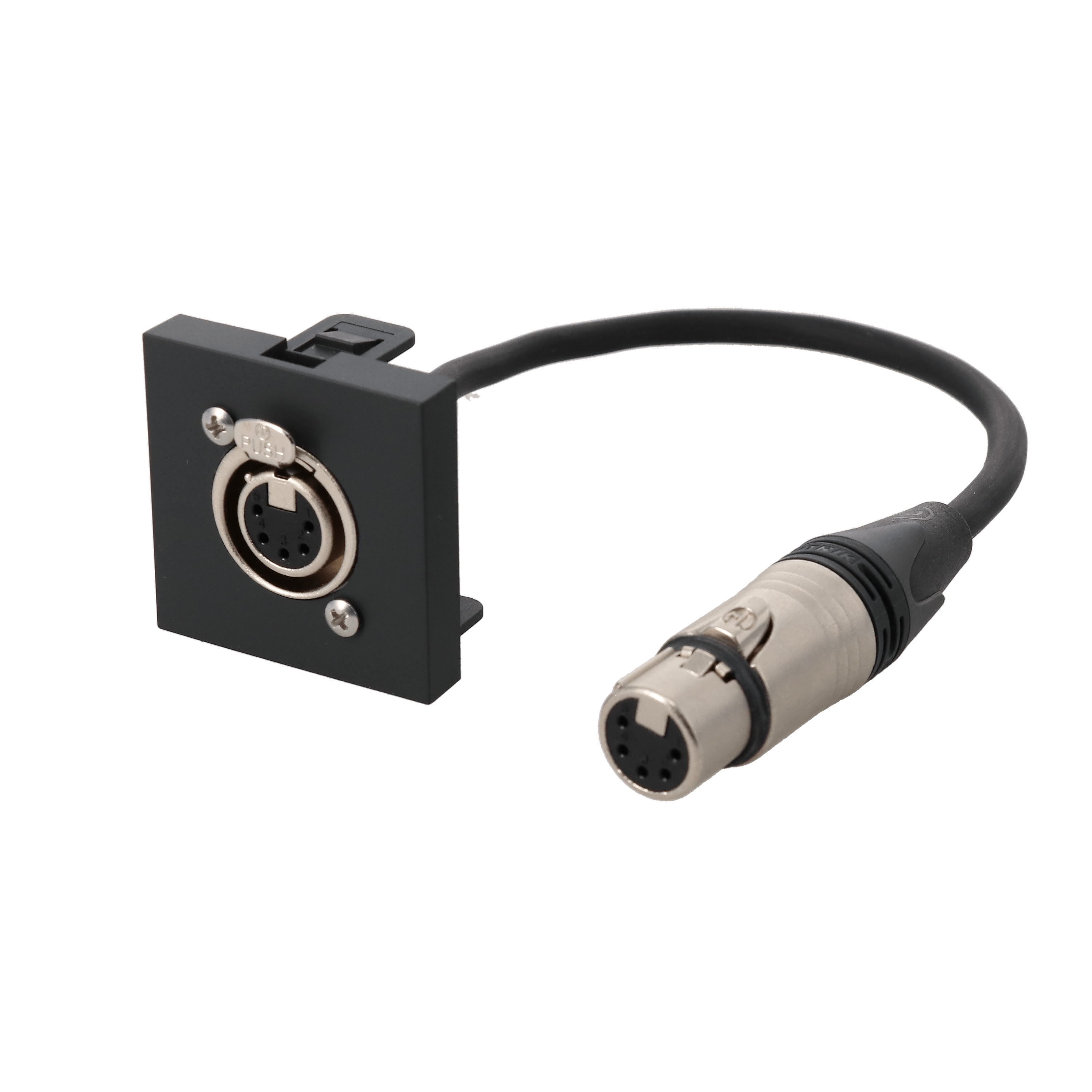 Erard - Plastron câblé 2 modules XLR 5b - F/F - 45x45 mm - 0m20 - anthracite