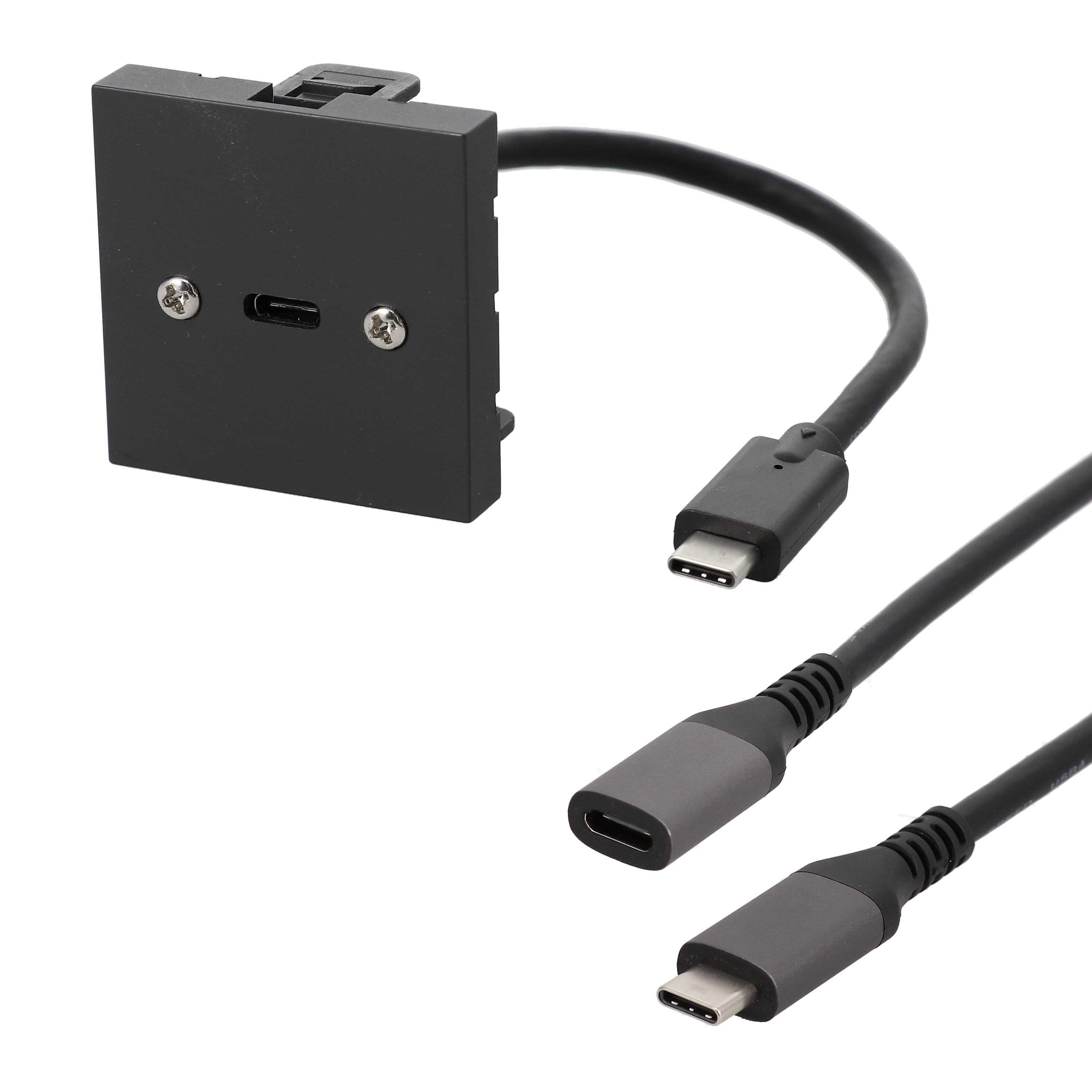 Erard - Kit plastron 2 modules USB C 3.2 GEN2 F/M + cordon USB C anthracite