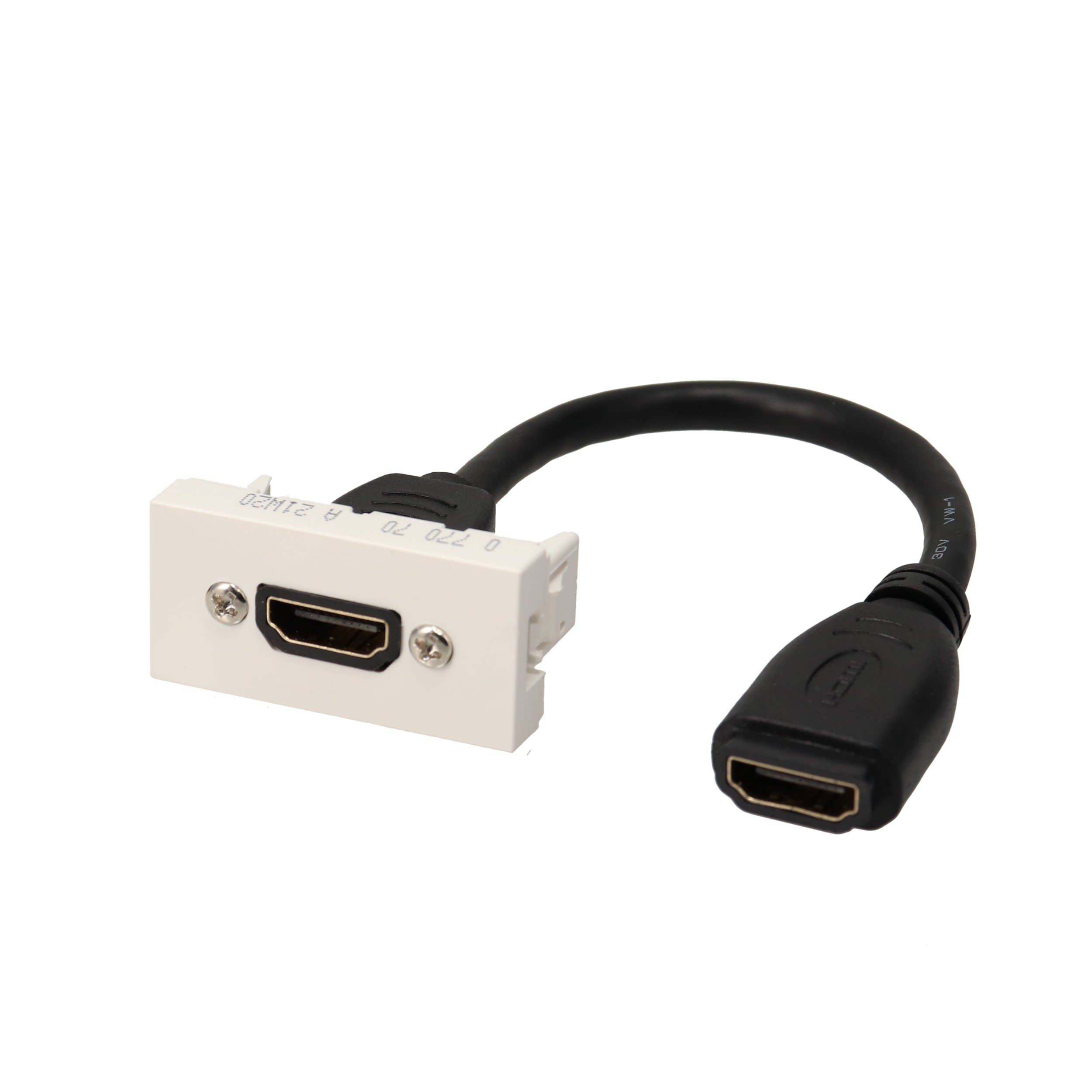 Erard - Plastron câblé 1 module - HDMI A F/F - 8K - 45x22.5mm - 0m20 - blanc