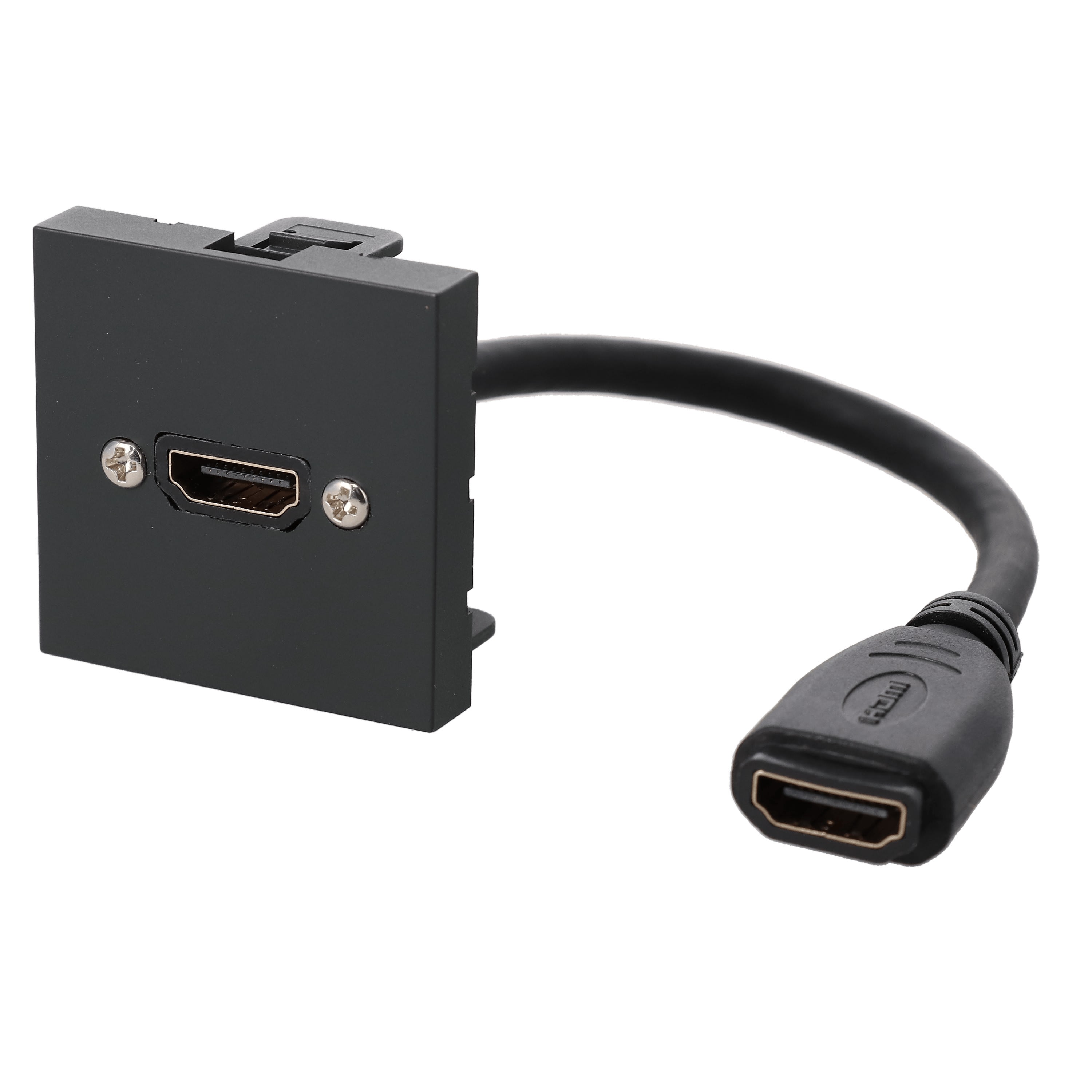 Erard - Plastron câblé 2 modules - HDMI A F/F - 8K - 45x45mm - 0m20 - anthracite