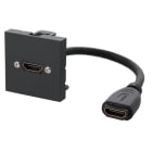 Erard - Plastron câblé 2 modules - HDMI A F/F - 8K - 45x45mm - 0m20 - anthracite