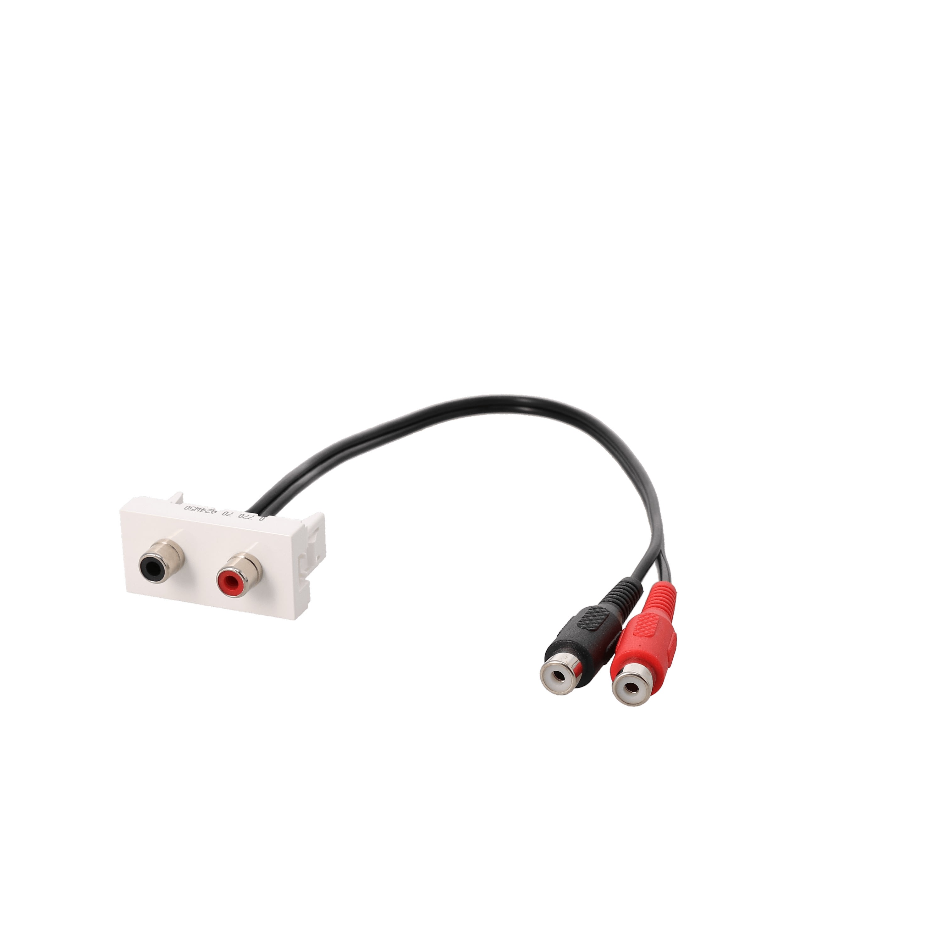 Erard - Plastron câblé 1 module 2RCA - F/F - obturateur LEGRAND 45x22.5 mm 0m20 blanc