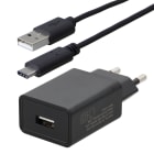 Erard - KIT chargeur mural USB A 5W+ cordon USB AM/CM - noir - 1m