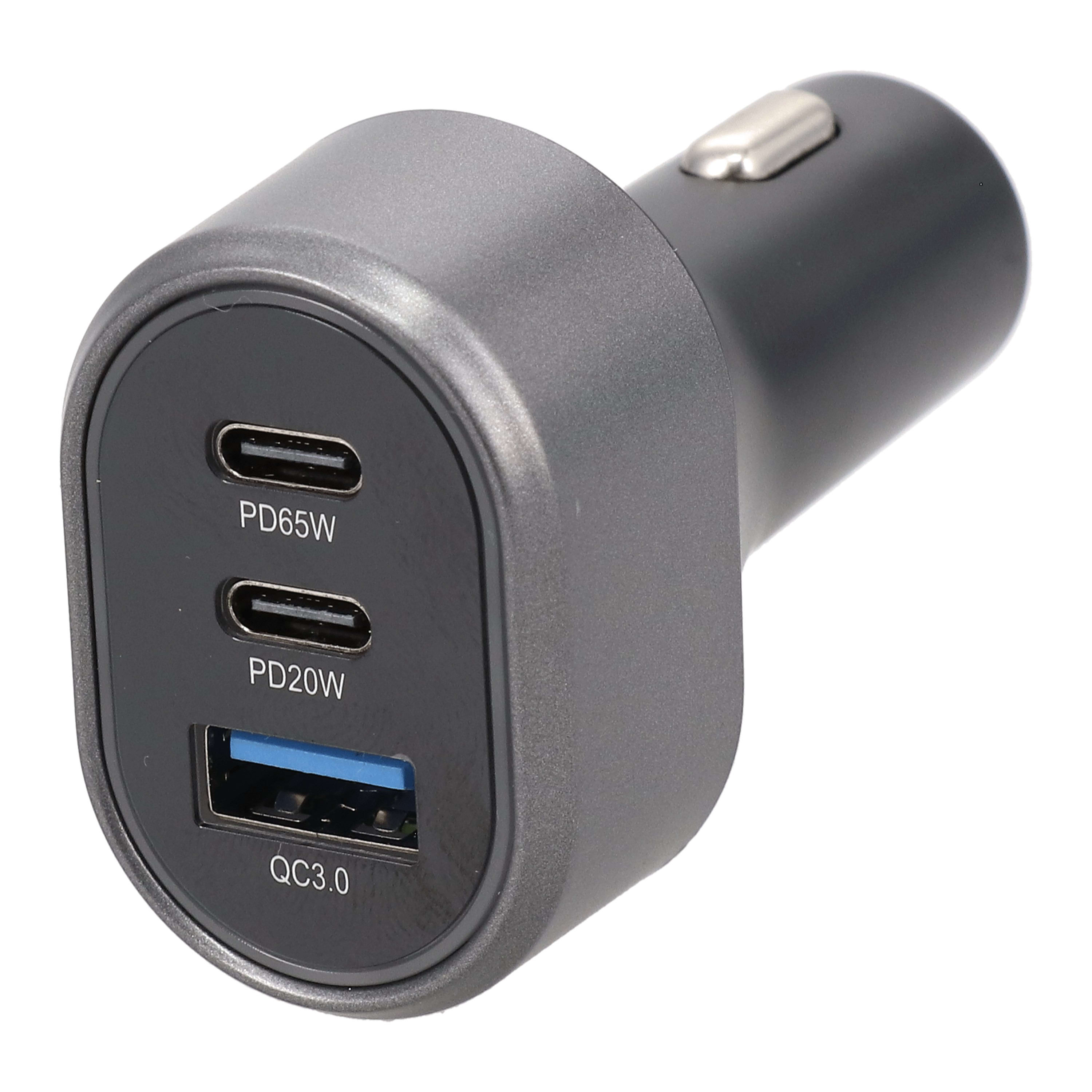 Erard - Chargeur Allume cigare 2 USB C (PD65W+ PD20W) +1 USB A (18W)