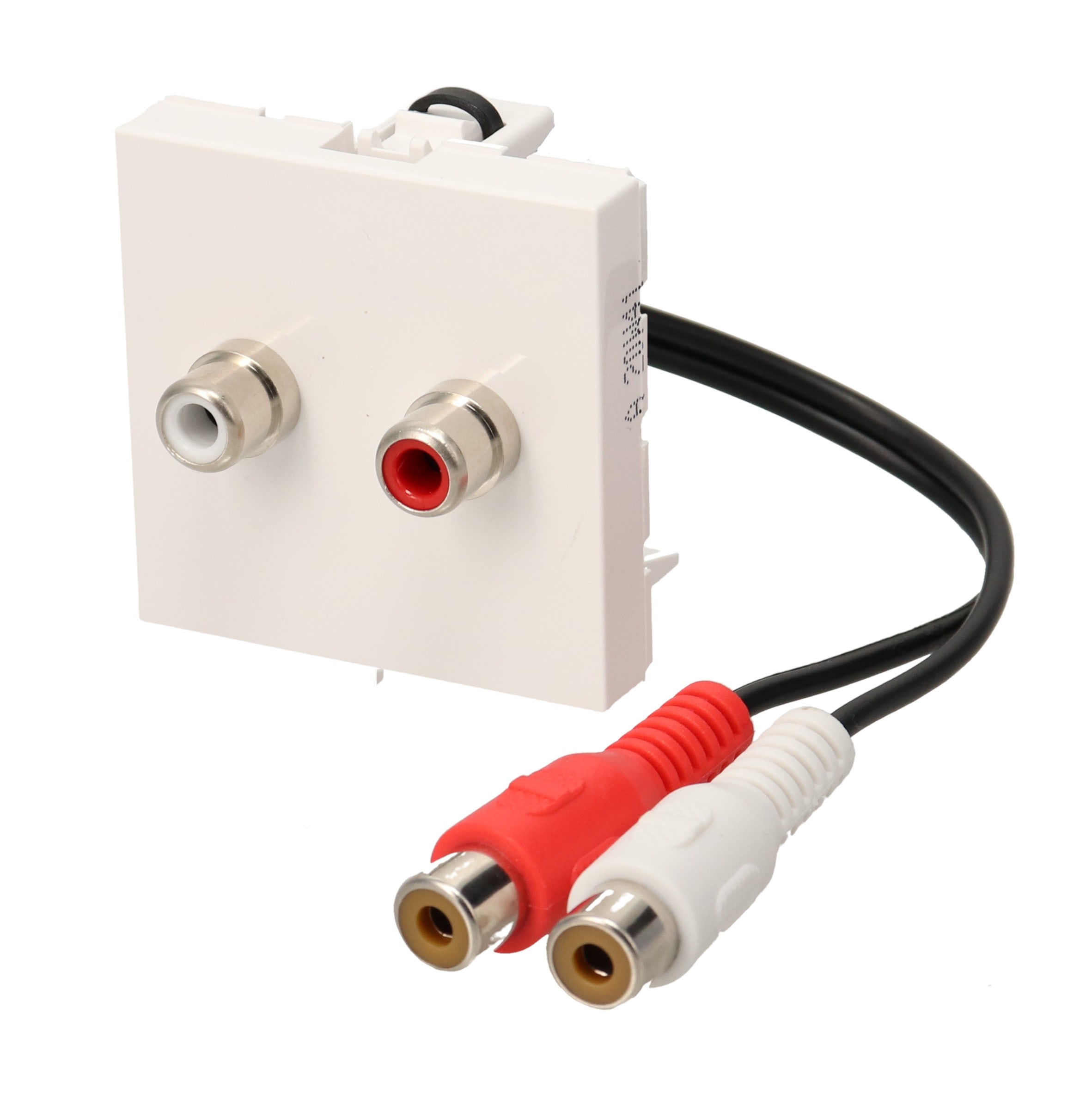 Erard - Plastron câblé 2 modules 2 RCA + raccord F - obturateur LEGRAND - 0m20
