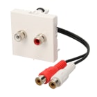 Erard - Plastron câblé 2 modules 2 RCA + raccord F - obturateur LEGRAND - 0m20