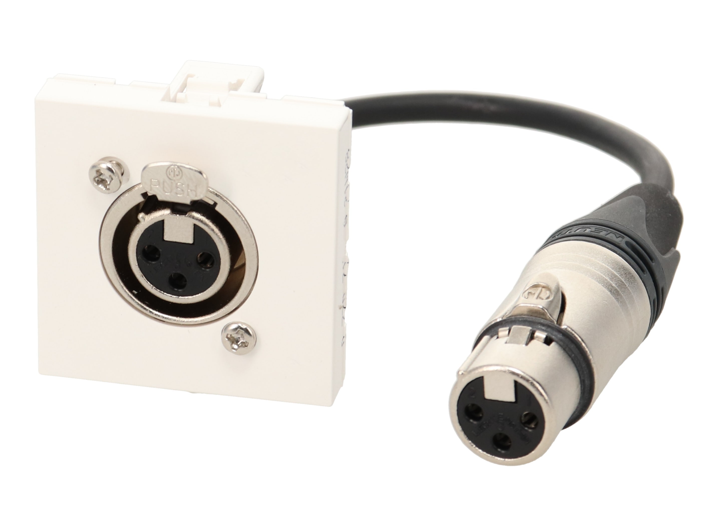 Erard - Plastron câblé 2 modules XLR 3b + raccord F - obturateur LEGRAND -  0m20