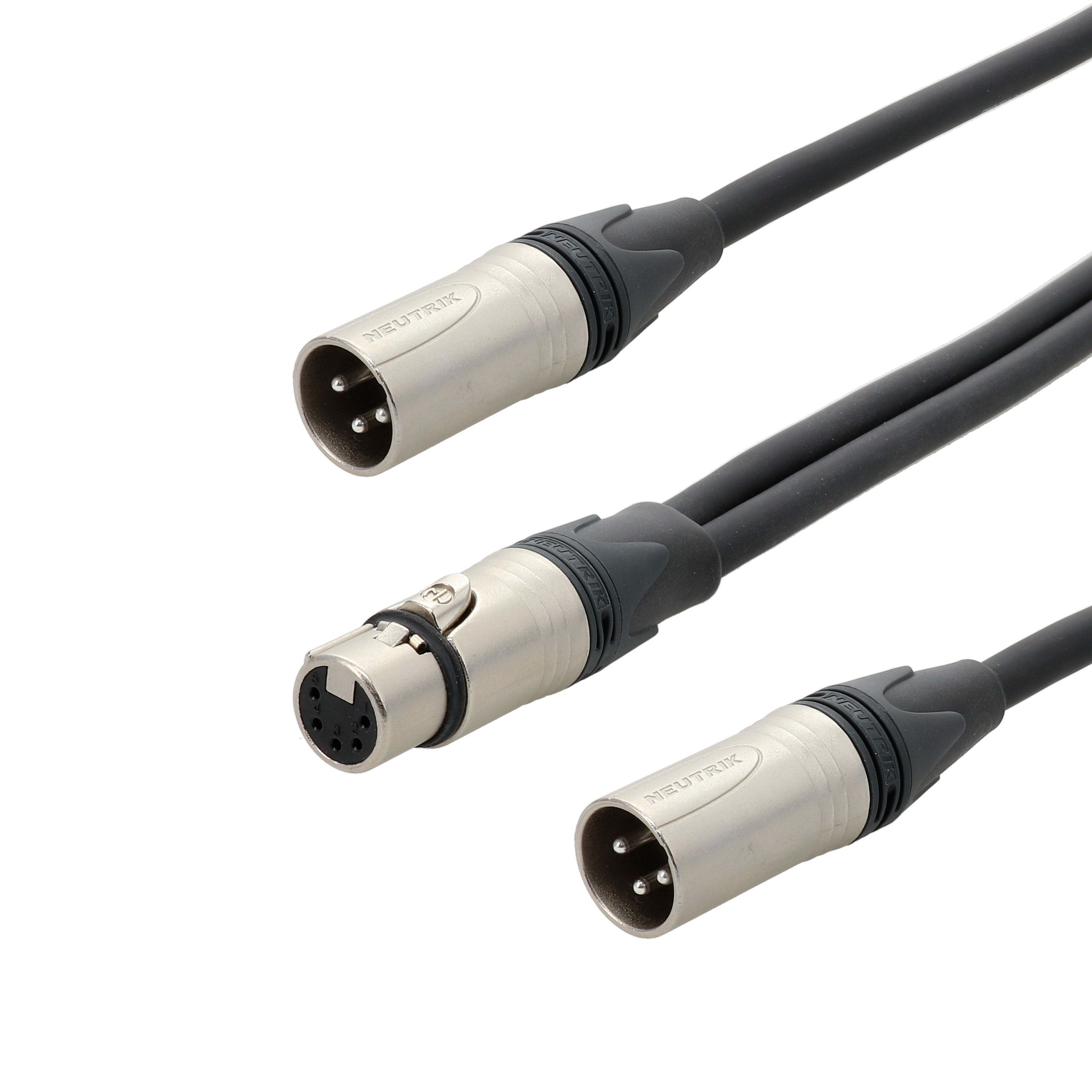 Erard - Cordon XLR 5 broches F/ 2 XLR 3 broches M -  connecteurs NEUTRIK  - 20 m