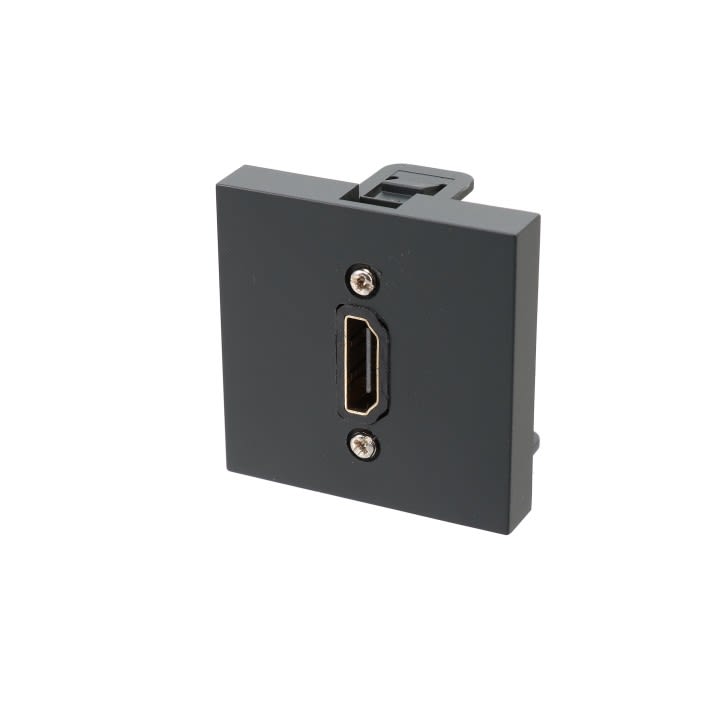 Erard - Plastron HDMI avec taversée coudée - AF/AF - 2 modules - 45x45 mm - anthracite