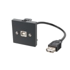 Erard - Plastron câblé 2 modules - USB B/ USB A - 45x45mm- 0m20 - anthracite