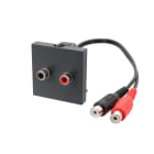 Erard - Plastron  2 modules 2 RCA + raccord F - 45x45 mm - 0m20 - anthracite