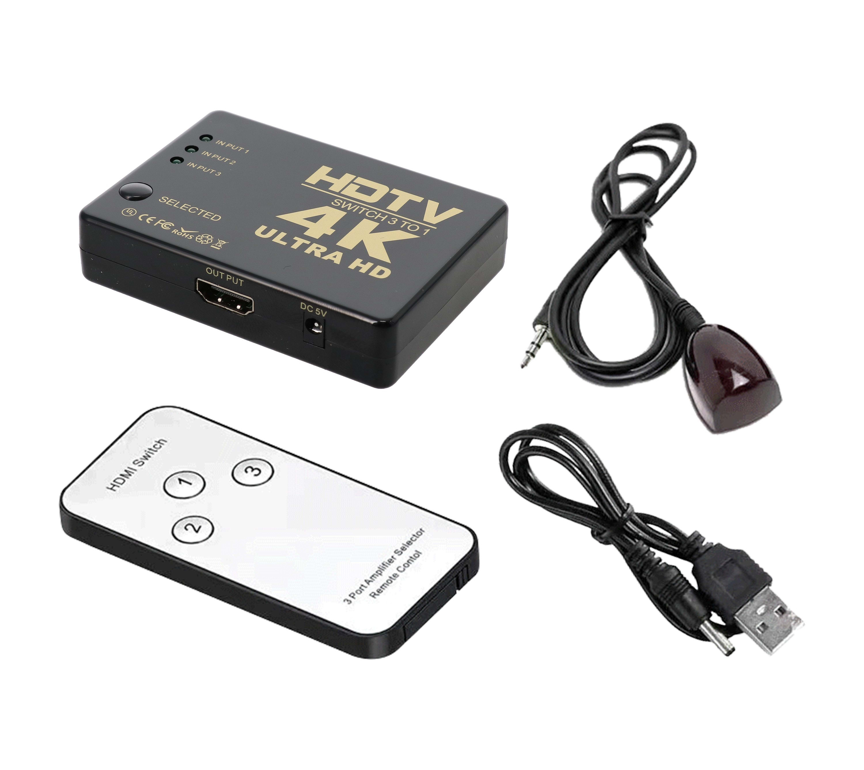 Erard - Sélecteur HDMI 3 vers 1 - ultra HD 4K -18 Gbps - téléco fournie - plug&play