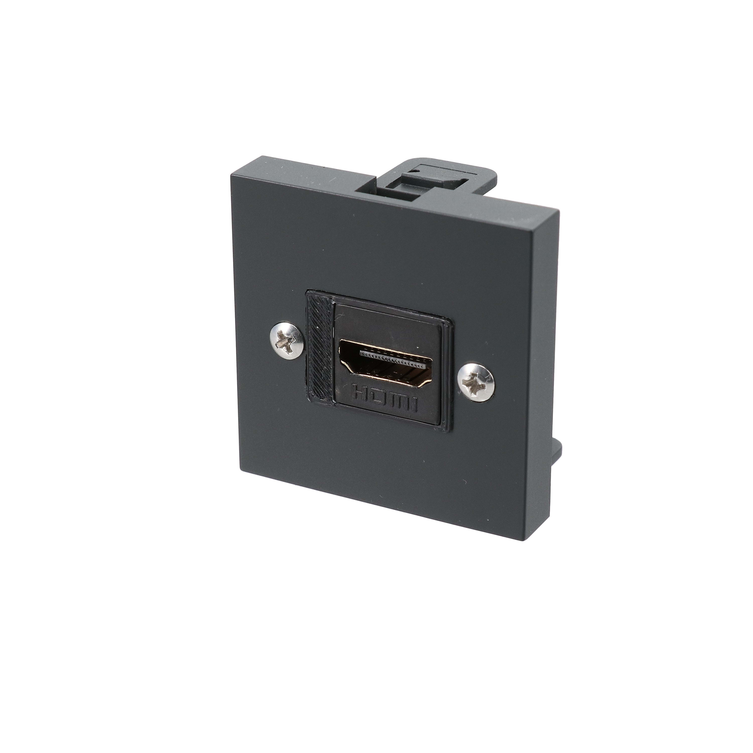 Erard - Plastron HDMI avec Keystone - 2 modules - 8K - 45x45 mm - anthracite