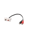 Erard - Plastron câblé 1 module 2RCA - F/F - obturateur LEGRAND 45x22.5 mm  0m20  blanc