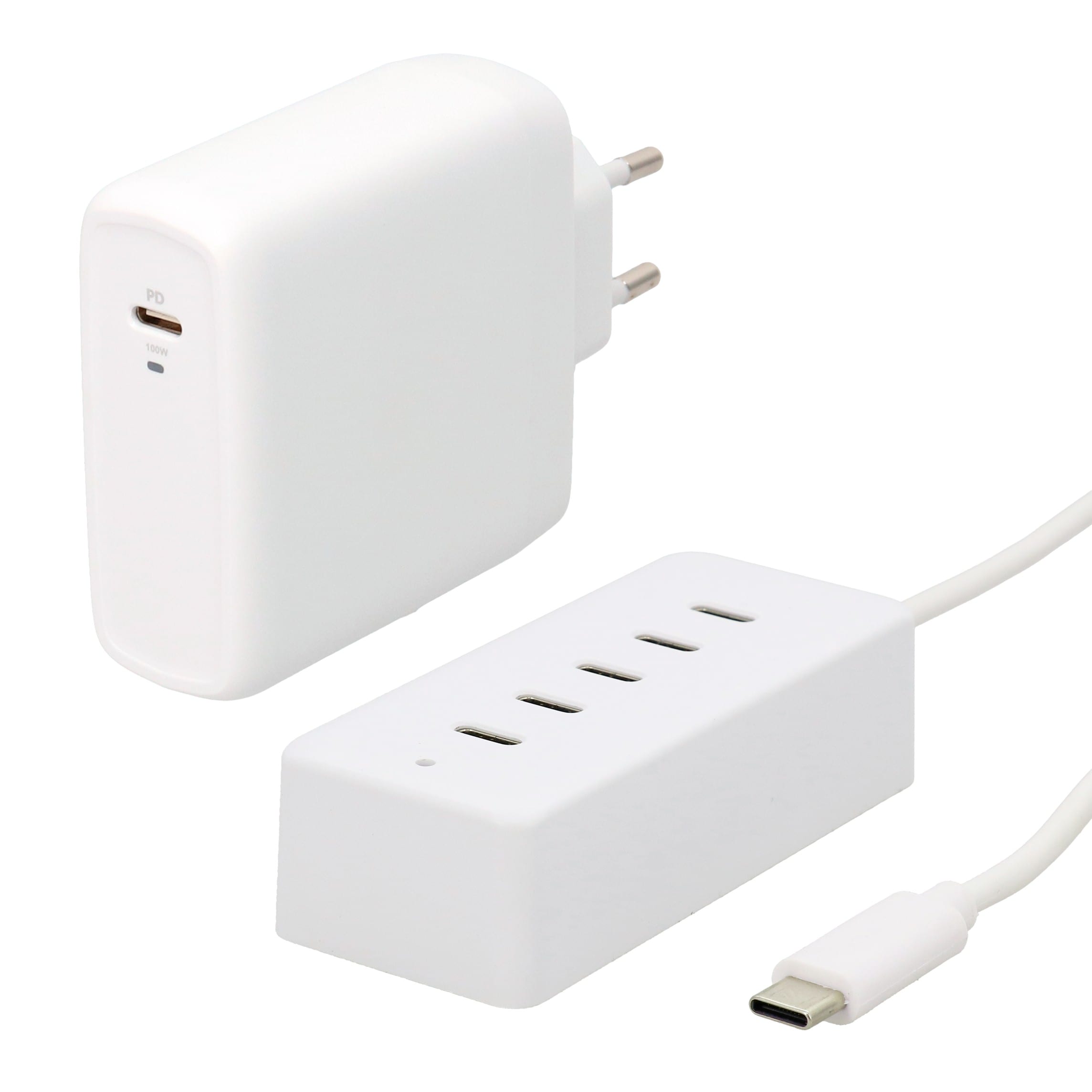 Erard - kit de charge 5 x USB C avec cordon USB C mâle intégré 1,5 m- 100W