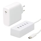 Erard - kit de charge 5 x USB C avec cordon USB C mâle intégré 1,5 m- 100W