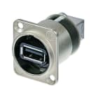 Erard - Traversée de panneau USB A-B, étanche, série D, corps nickel