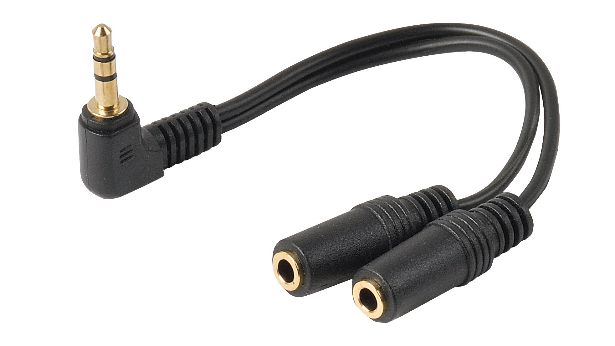 Erard - Adaptateur Jack 3.5mm M coudé à 90° / 2x Jack 3.5mm F - OR - 10cm