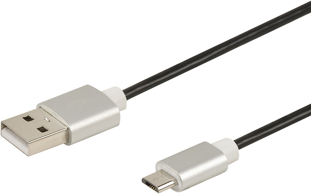 Erard - Cordon USB 2.0 - micro USB M / A M - 2.4A - 480 mbps - prises alu - noir - 1m