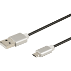 Erard - Cordon USB 2.0 - micro USB M / A M - 2.4A - 480 mbps - prises alu - noir - 1m