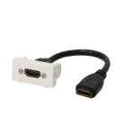 Erard - Plastron câblé 1 module - HDMI + raccord F - 4K/60ips - 2.0 - 45x22.5 mm - 0m10