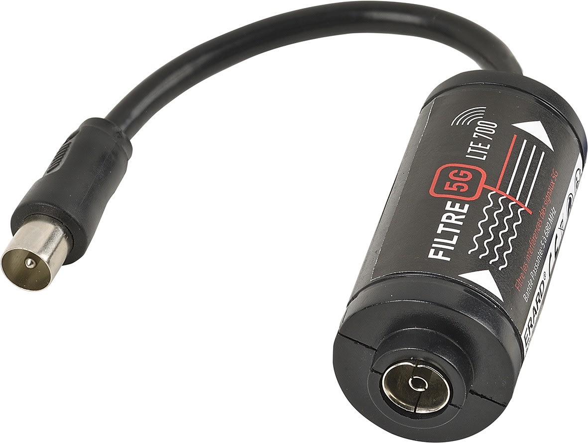 Erard - Filtre TV 5G - LTE 700 -prises TV 9.52 mm M et F - 5 à 690 Mhz - 0m15