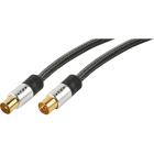 Erard - Cordon TV 9.52 M / F - prises alu - gaine tressée noir + nylonsilver - OR - 1m50