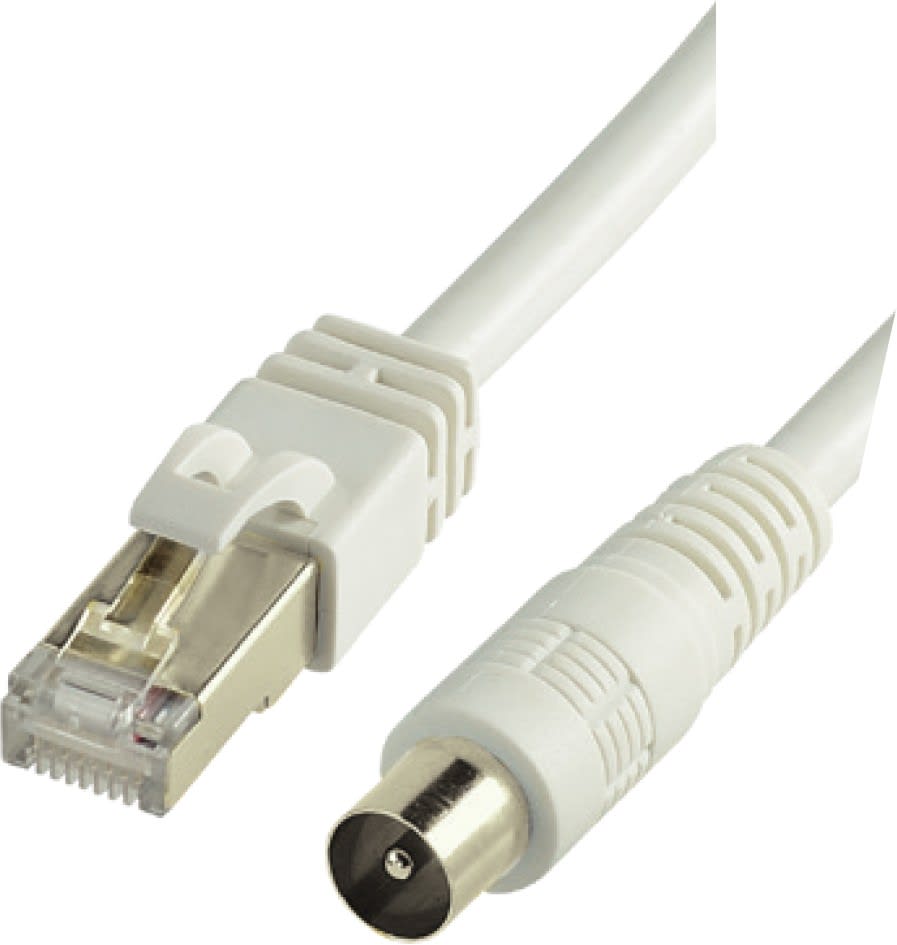 Erard - Cordon Balun actif TV 9.52 mm M / RJ45 M - impédance 100 en 75 Ohms - 0m70