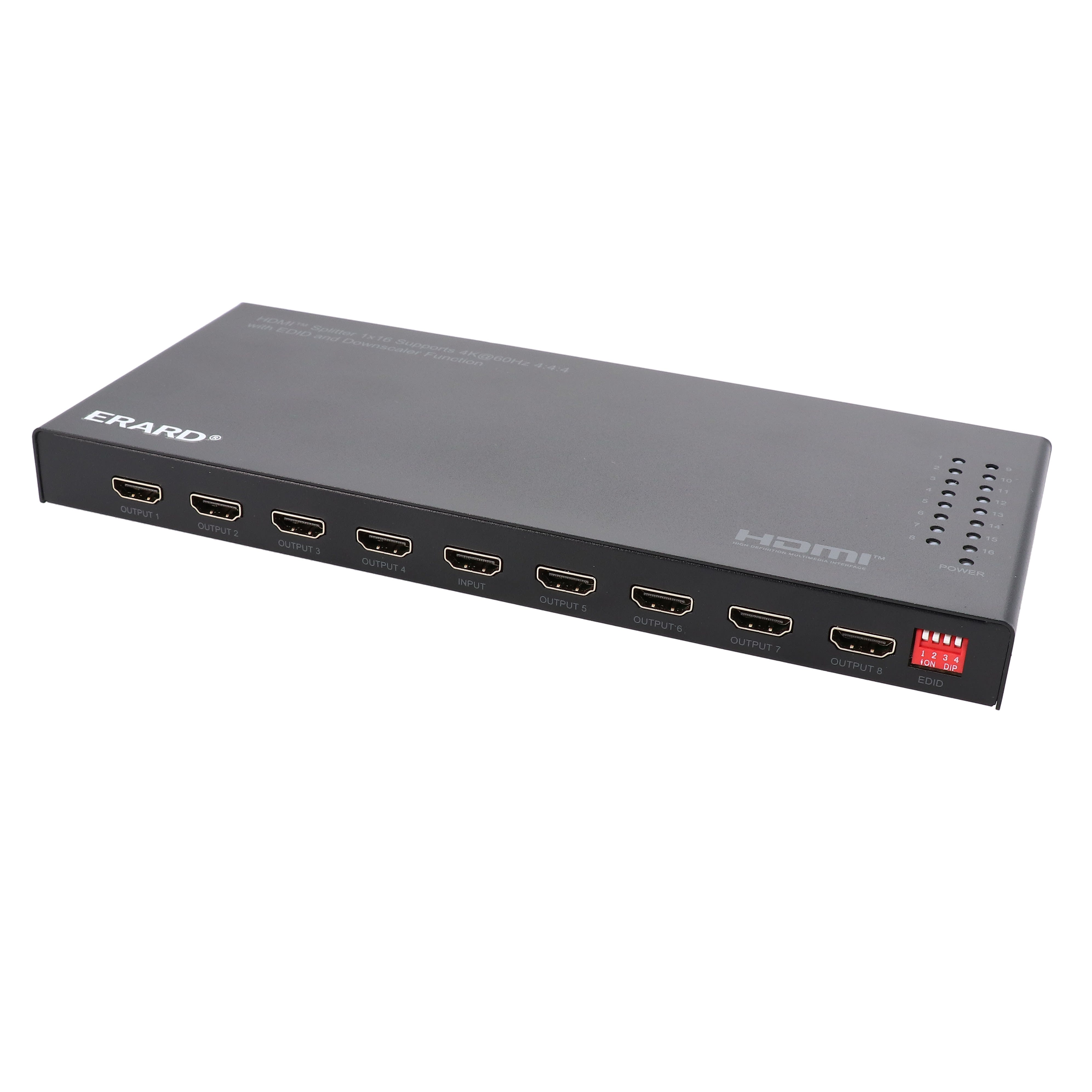 Erard - Répartiteur HDMI 1 vers 16 - 4K 60ips - HDR 4:4:4 - 18 Gbps - boitier métal