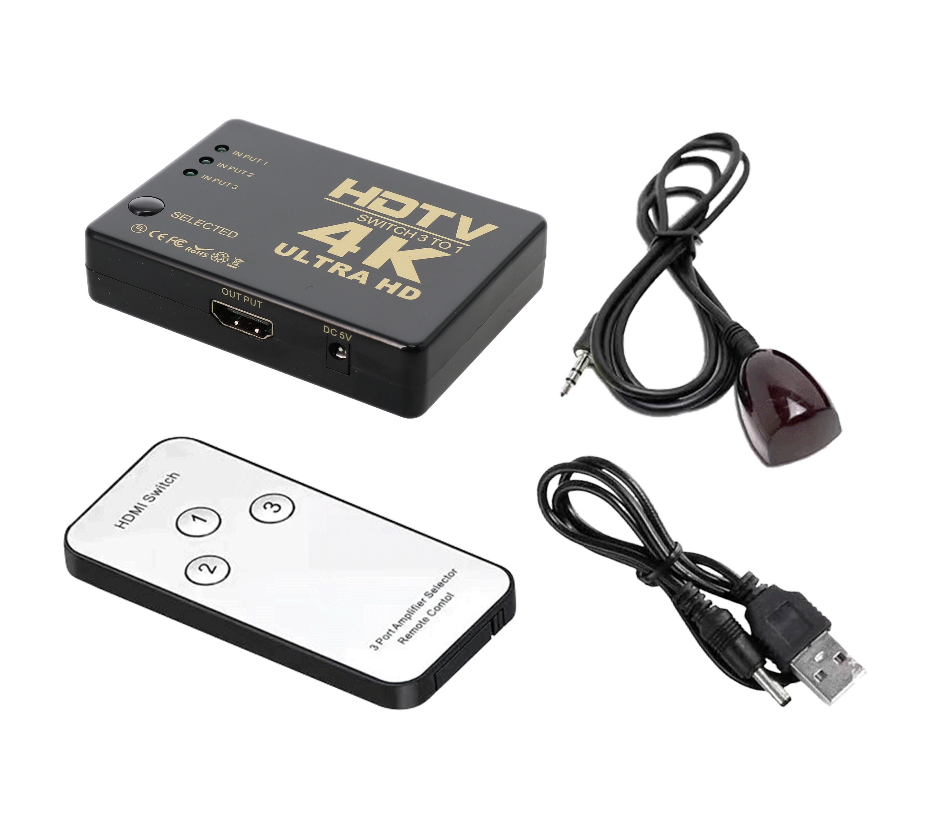 Erard - Sélecteur HDMI 3 vers 1 - ultra HD 4K -18 Gbps - téléco fournie - plug&play