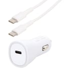 Erard - KIT chargeur allume-cigare USB C + cordon USB C M/M blanc - 1m