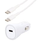 Erard - KIT chargeur allume-cigare USB C + cordon USB C M/M blanc - 1m