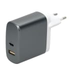 Erard - Chargeur 2 USB A/C F sur secteur 230V - 12V/5A + 12V/1.5A - 18W - blanc/gris
