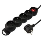 Erard - Bloc multiprises - 4 prises x (2 P+T) - 3x1mm²- 16A + interrupteur - noir - 1m80