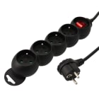 Erard - Bloc multiprises - 4 prises x (2 P+T) - 3x1mm²- 16A + interrupteur - noir - 1m80