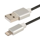 Erard - Cordon USB 2.0 A M/Lightning M - 2.4A - licence Apple MFI - prises alu -noir- 1m