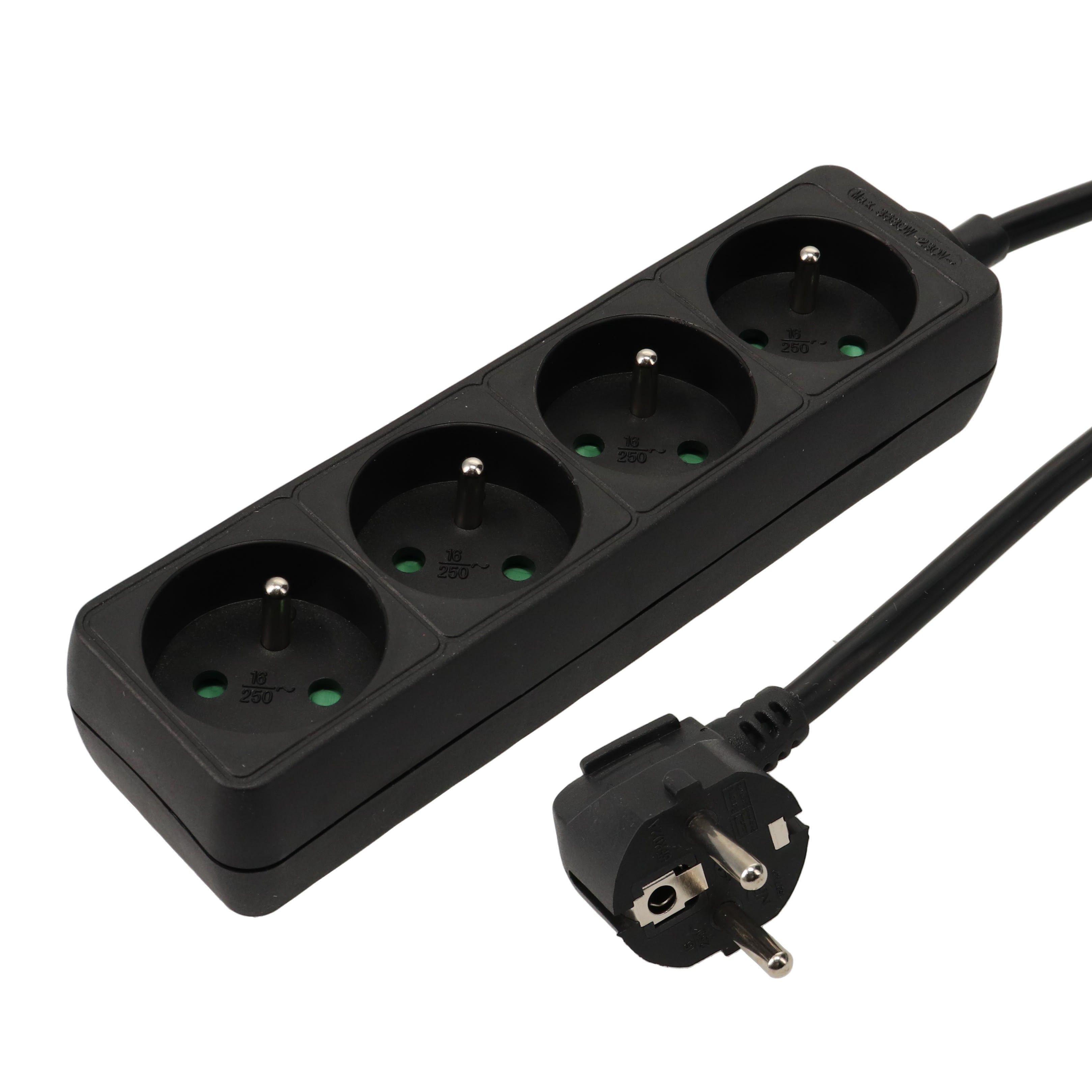 Erard - Bloc multiprises - 4 prises x (2 P + T) - 3 x 1mm² - 16A - 3680W - noir - 1m50