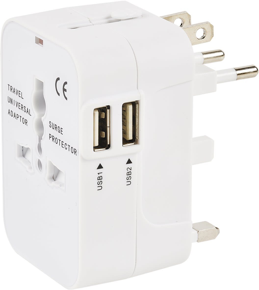 Erard - Adaptateur universel + charge USB (5V/2.4A) - UE/GB/USA - 230V/6A - smart charge