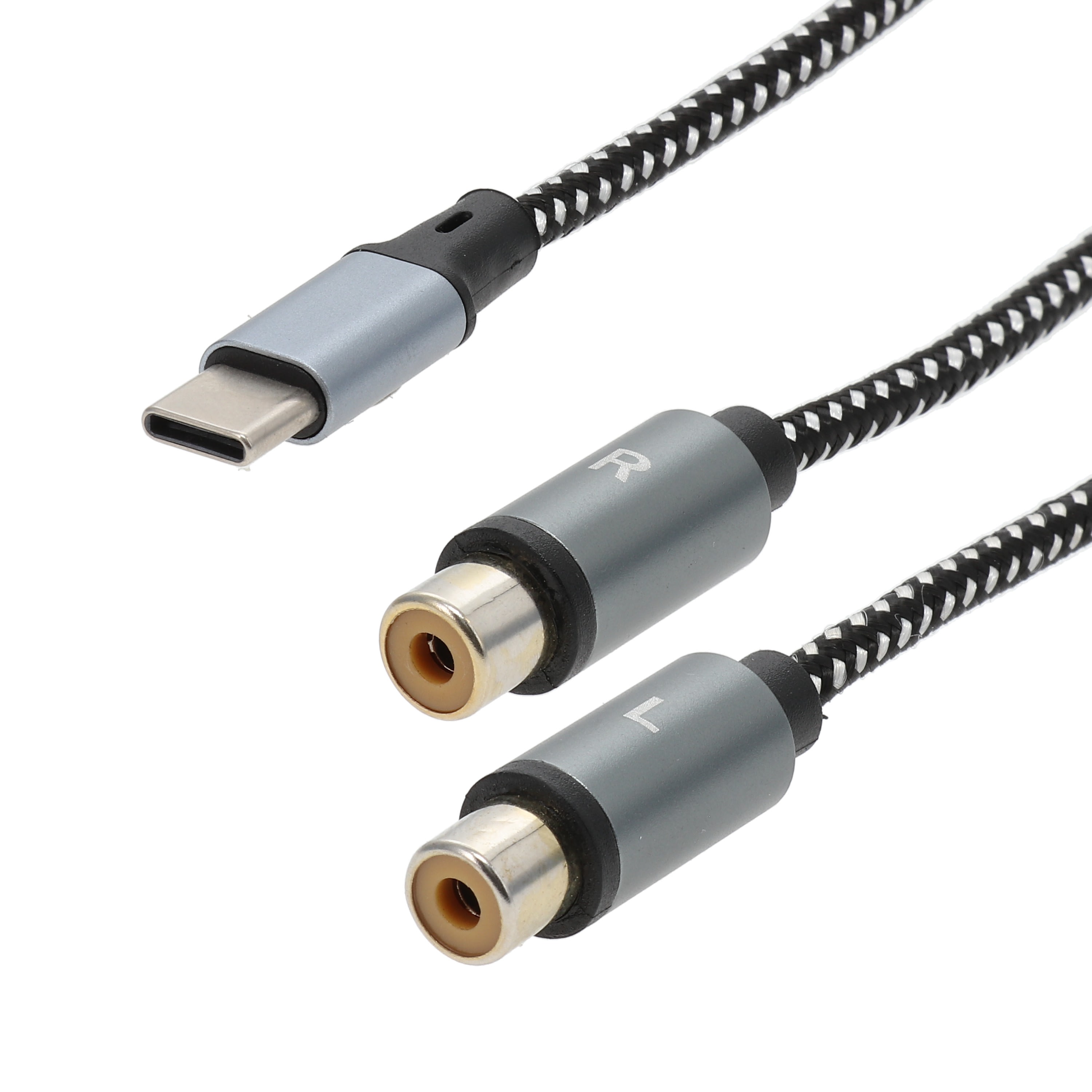 Erard - Cordon USB C M / 2 RCA F - 0m15 - connecteurs RCA plaqués or