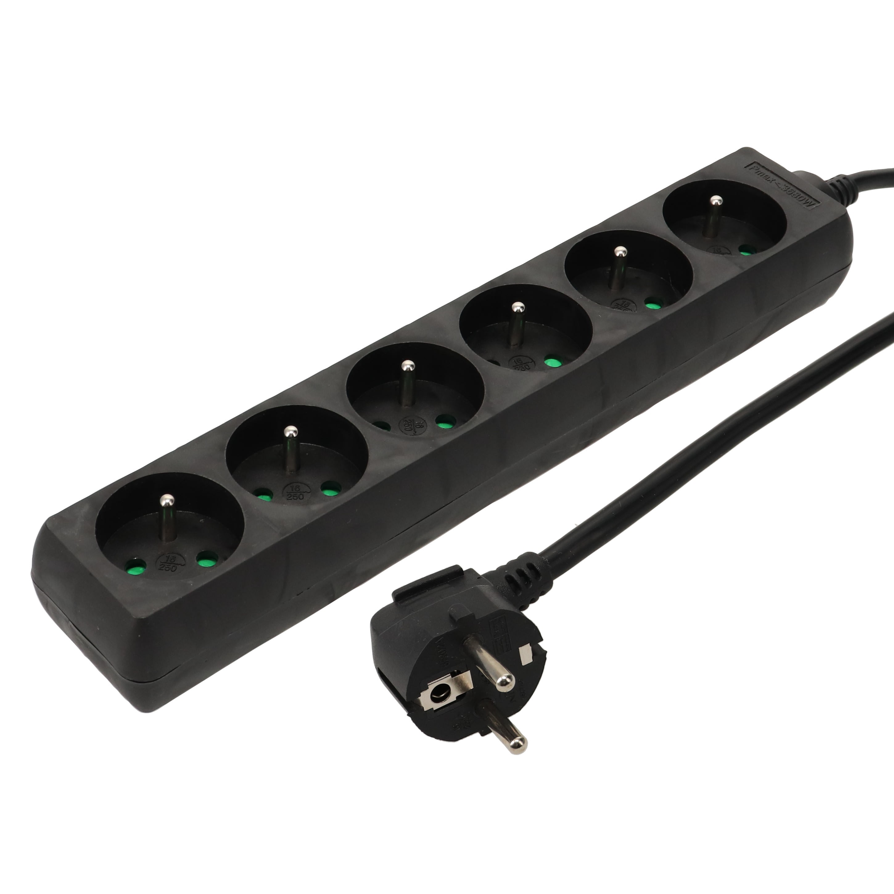 Erard - Bloc multiprises - 6 prises x (2 P + T) - 3 x 1mm² - 16A - 3680W - noir - 1m50