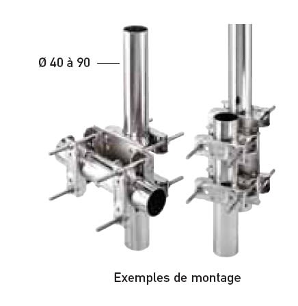 Erard - Fixation universelle pour 2 tubes de Ø 40 à 90 mm - Zinc bleu