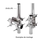 Erard - Fixation universelle pour 2 tubes de Ø 40 à 90 mm - Zinc bleu